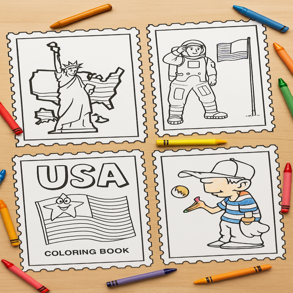 Printable USA-themed coloring page