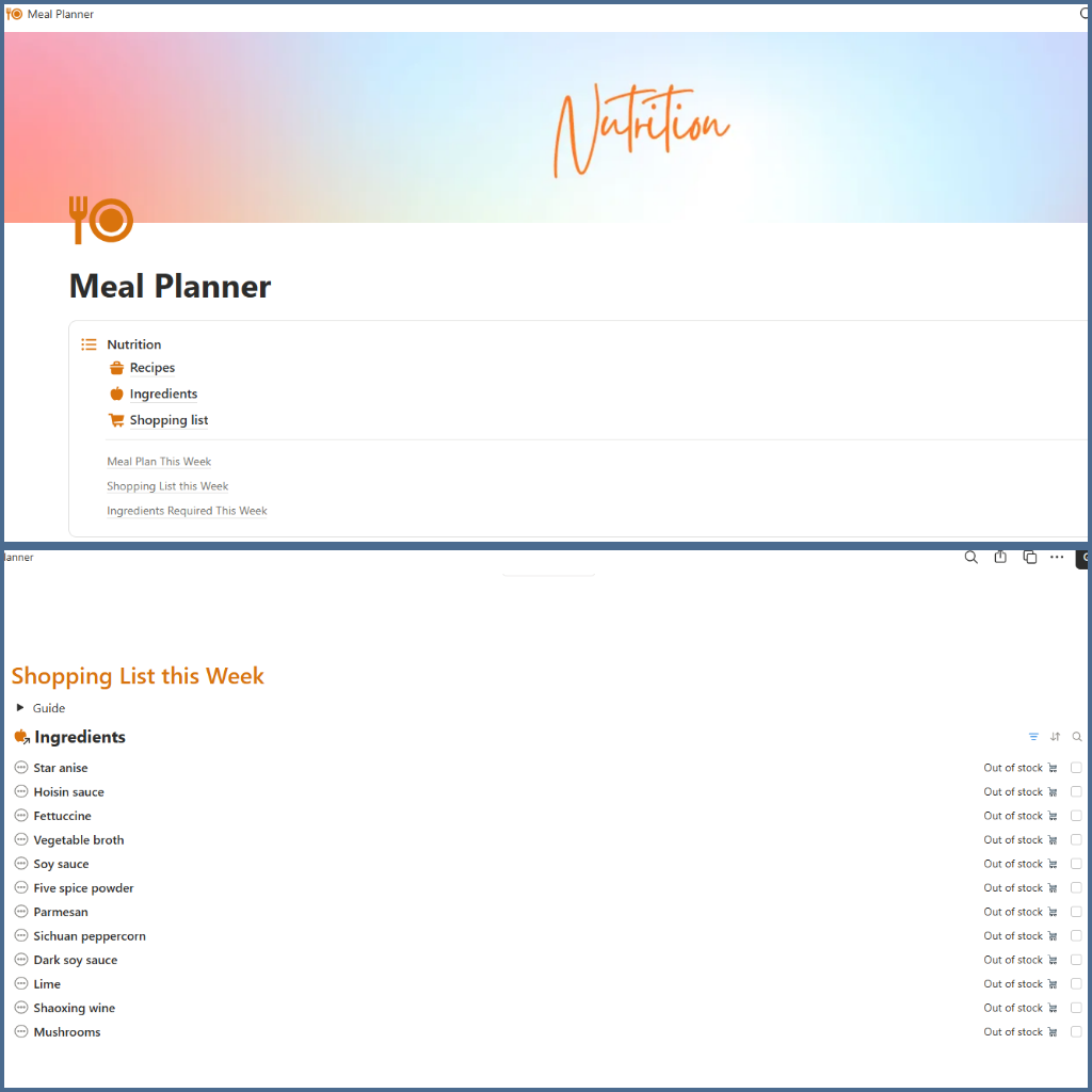 Meal Plabber Dashboard Notion Template