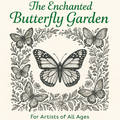 Whimsical butterfly coloring book cover with garden flowers and pastel colors – The Enchanted Butterfly Garden