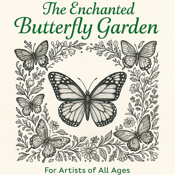 Whimsical butterfly coloring book cover with garden flowers and pastel colors – The Enchanted Butterfly Garden