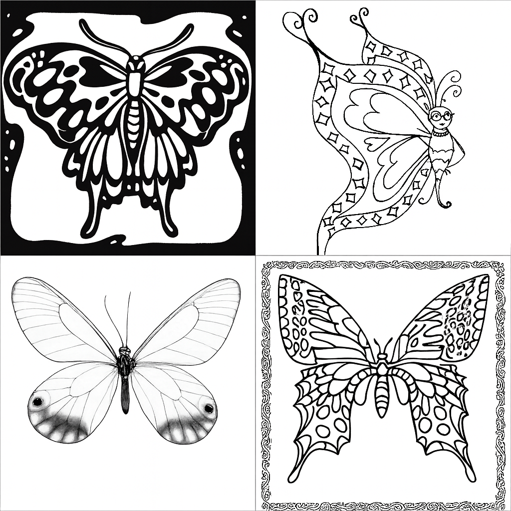 Intricate butterfly and flower designs for coloring relaxation – printable pages